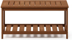 2-Tier Outdoor Patio Table with Open Shelf, Natural