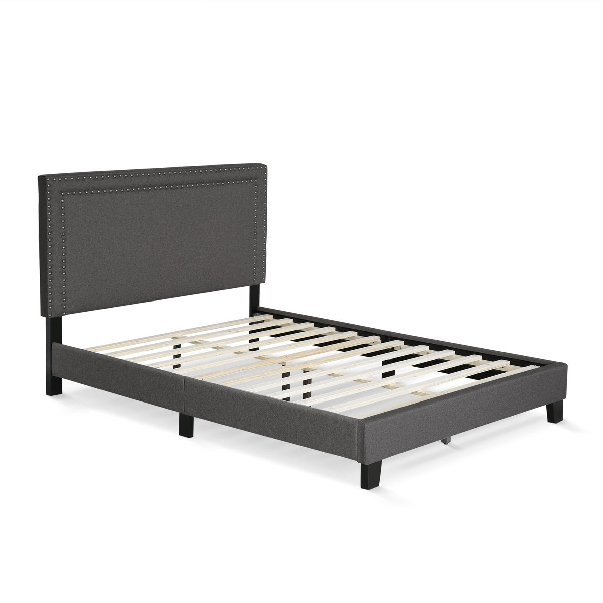Laval Button Double Row Nail Head Bed Frame, Queen Size, Glacier