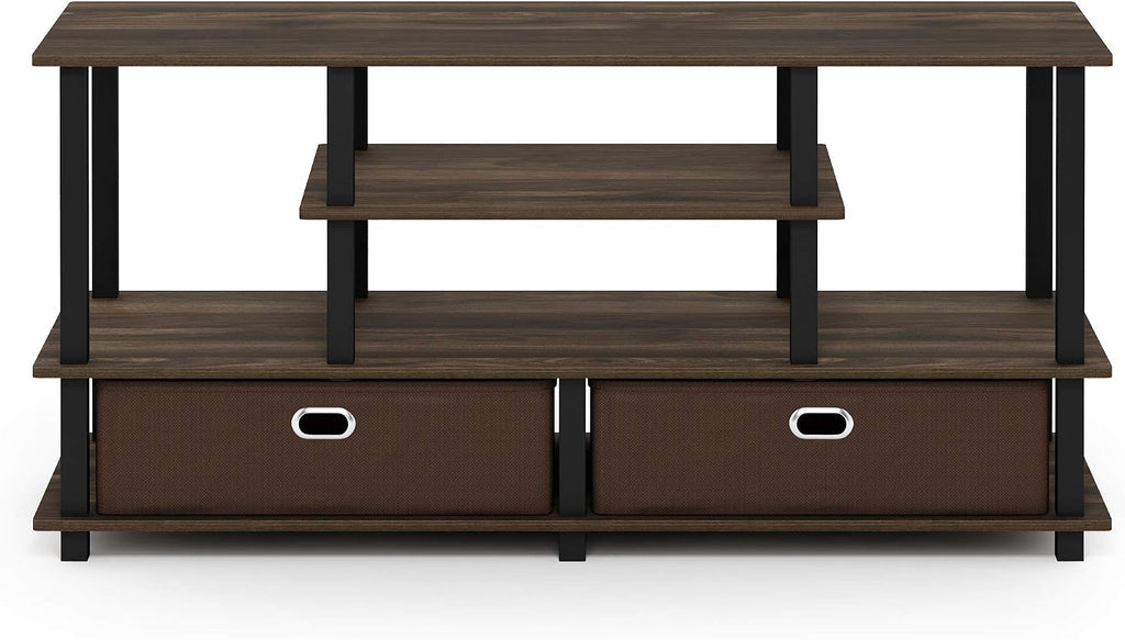 JAYA Large Stand for up to 50-Inch TV, Columbia Walnut/Black/Dark Brown
