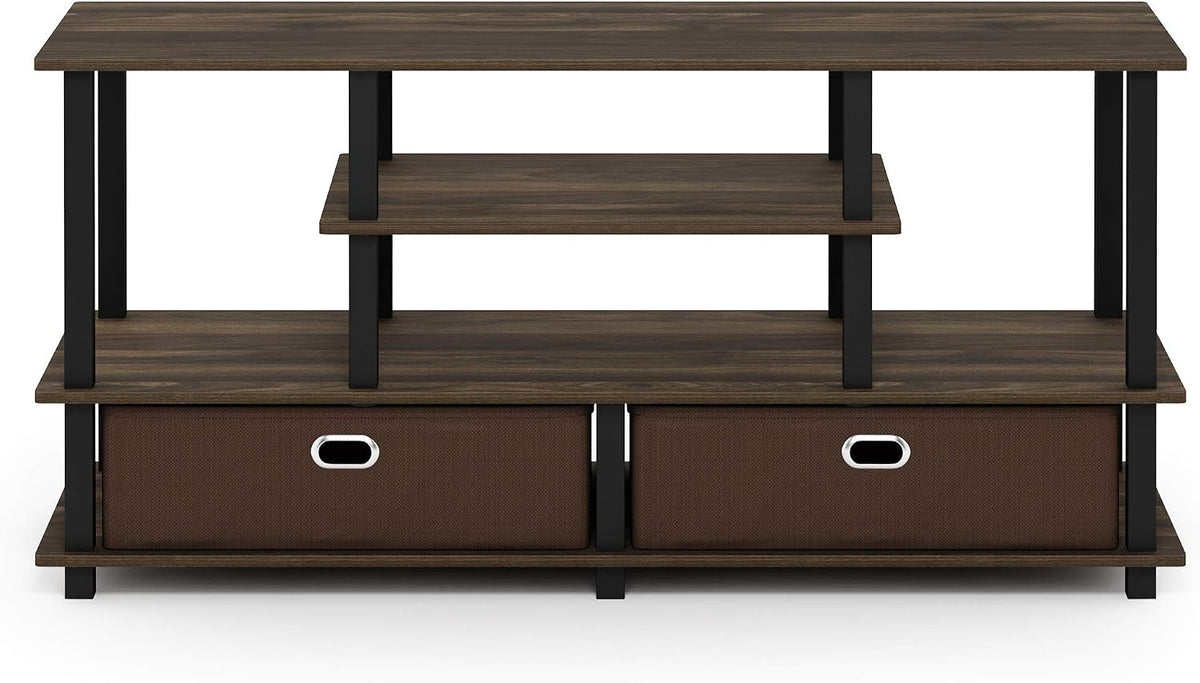 JAYA Large Stand for up to 50-Inch TV, Columbia Walnut/Black/Dark Brown