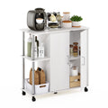 Helena Utility Kitchen Island and Storage Cart on Wheels, 4-Tier, Stainless Steel Tubes, White Oak/Chrome