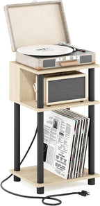 JUST 3-Tier Charging Station Night Stand, Bauhaus Oak