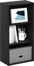 LUDER 3-Tier Book Shelf, Open Shelves Bookshelf, Blackwood