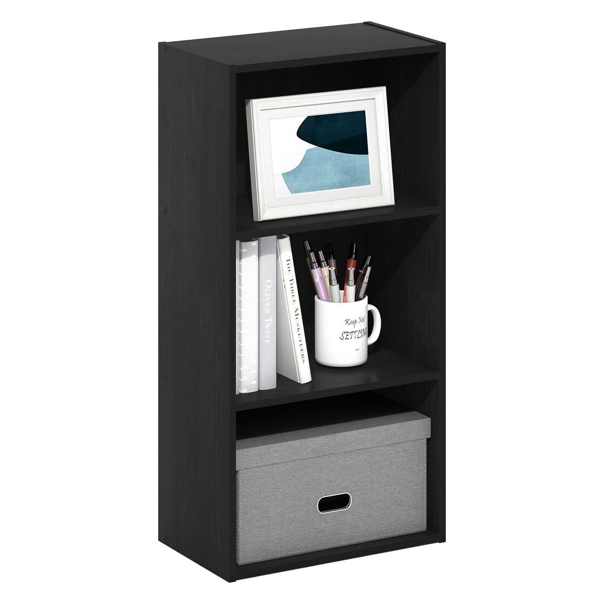 4-Tier Book Shelf, Open Shelves Bookshelf, Light Blue/White