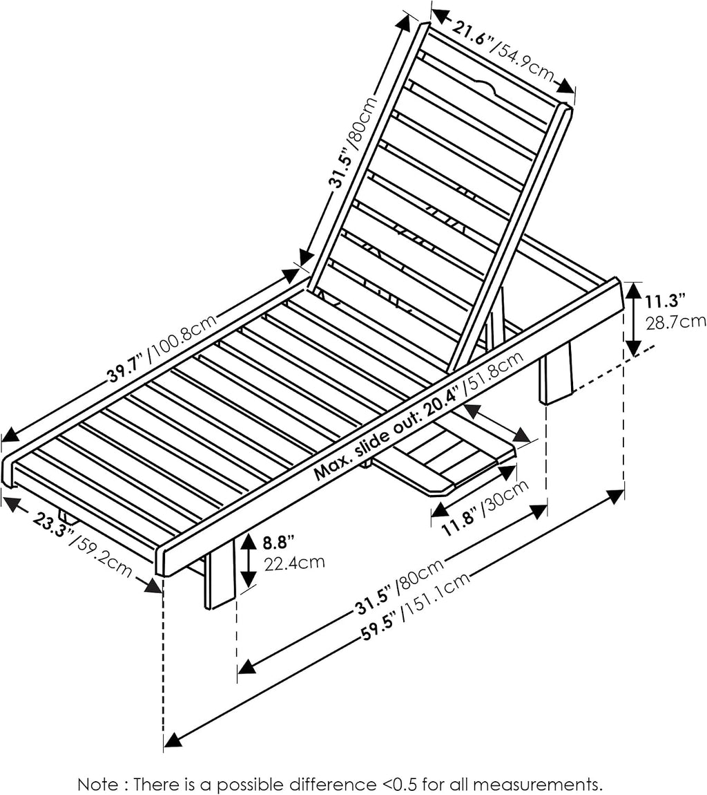 Tioman Outdoor Sun Lounger with Side Tray, Natural