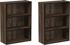 PASIR Set of 2 3-Tier Book Shelf, Columbia Walnut