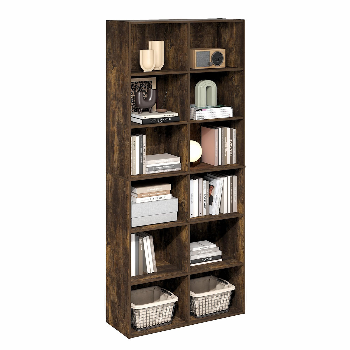 Basic Book Shelf, 4-Tier Bookcase with Open Shelf, Bookshelf, Cube Storage Organizer, 7 x 17 x 35, for Living Room, Bedroom, Home Office, White