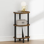 Turn-N-Tube 3-Tier Oval Night Stand, Toolless Assembly Narrow Nightstand, Modern Side Table, End Table, for Living Room, Bedroom, Amber Pine