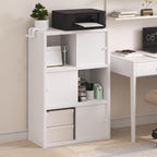 Cubicle 6-Cube Book Shelf with Sliding Doors, White