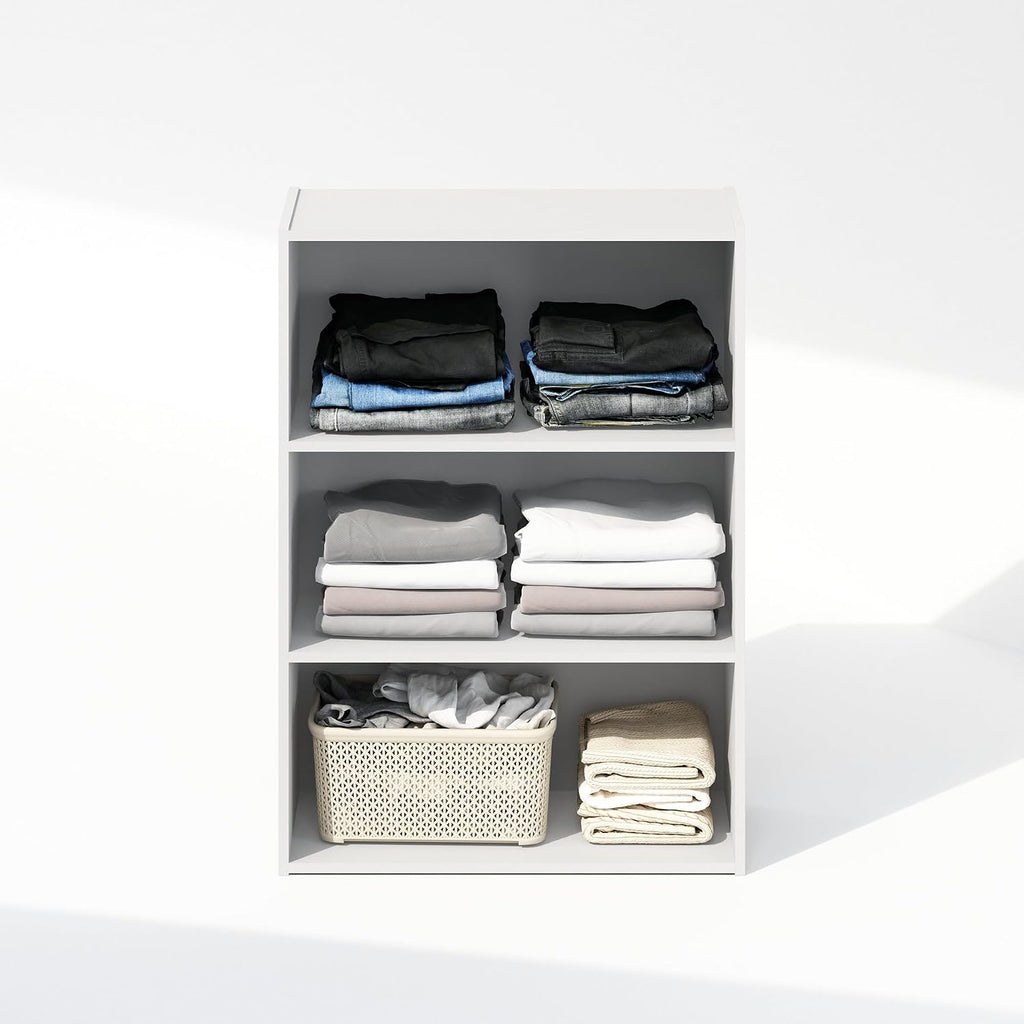 Reed Closet Organizers and Storage, 3-Tier Reversible Closet Shelves, Closet Organization Shelf, 9.7 x 23.7 x 31.5, for Bedroom, Closet, Plain White