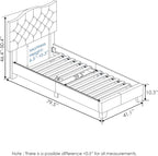 Lille Button Tufted Headboard Bed Frame, Twin Size, Beige