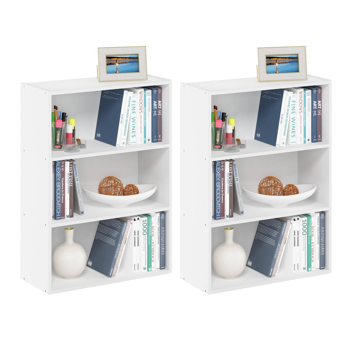 4-Tier Book Shelf, Open Shelves Bookshelf, Light Blue/White