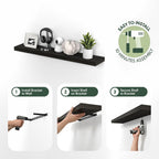 Tanna Floating Shelves for Wall, 12 x 47 Wall Shelf, Single Set Wall Mounted Floating Shelf with Invisible Bracket, 2-Inch Thick, for Bathroom, Living Room, Bedroom, Home Office, Tobacco Oak