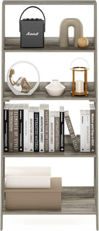 Ladder Bookcase Display Shelf, 5-Tier, French Oak