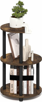 Turn-N-Tube Side Table, 3-Tier Round End Table, Amber Oak