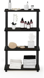 TURN-S-TUBE Storage Shelves, 4-Tier Book Shelf, Corner Shelf, Toolless Open Shelves, for Organization and Storage, Living Room, Garage, Home Office, Espresso