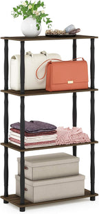 Turn-N-Tube 4-Tier Multipurpose Shelf Display Rack, Classic Tubes, Columbia Walnut/Black