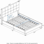 Laval Bed Frame, Twin Size Bedframe with Button Tufted Headboard, Upholstered Bed with Legs, 12pcs Wooden Slat Support, Easy Assembly, for Bedroom, Dorm, Light Grey