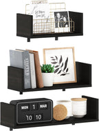 Rossi Floating Shelves for Wall Set of 3, Wall Shelf, Wall Mounted Shelves for Bathroom, Home Office, Living Room, Black Espresso