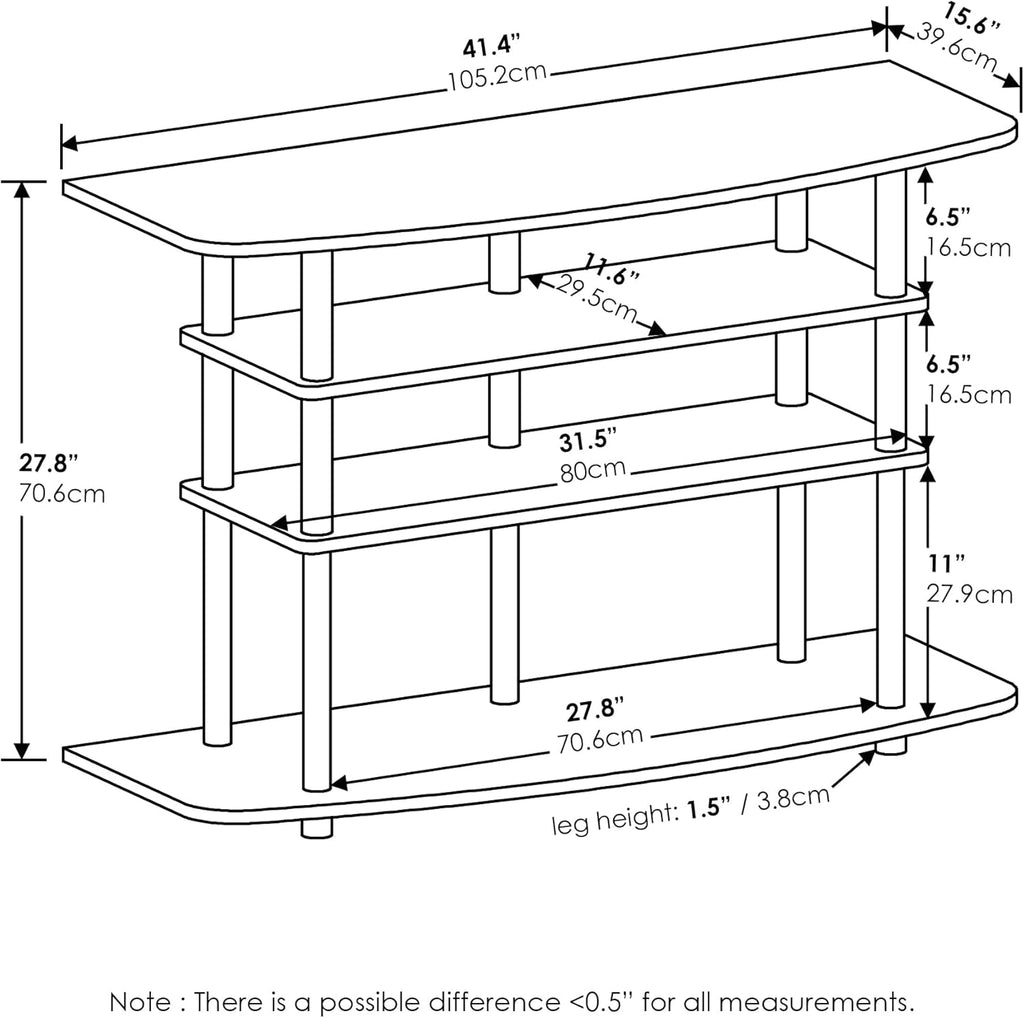 Frans Turn-N-Tube TV Stand for TV Size up to 43 Inch, 4-Tier, White Oak