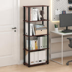 Turn-S-Tube Toolless Assembly 5-Tier Brown Storage Shelves with Square Tubes, Shelving Unit for Organization and Storage for Living Room, Home Office, Cherry Oak