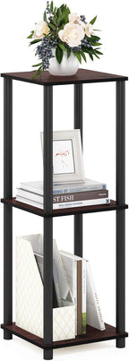 Turn-N-Tube Toolless 2-Tier Side Table Set of 2, Cherry Oak