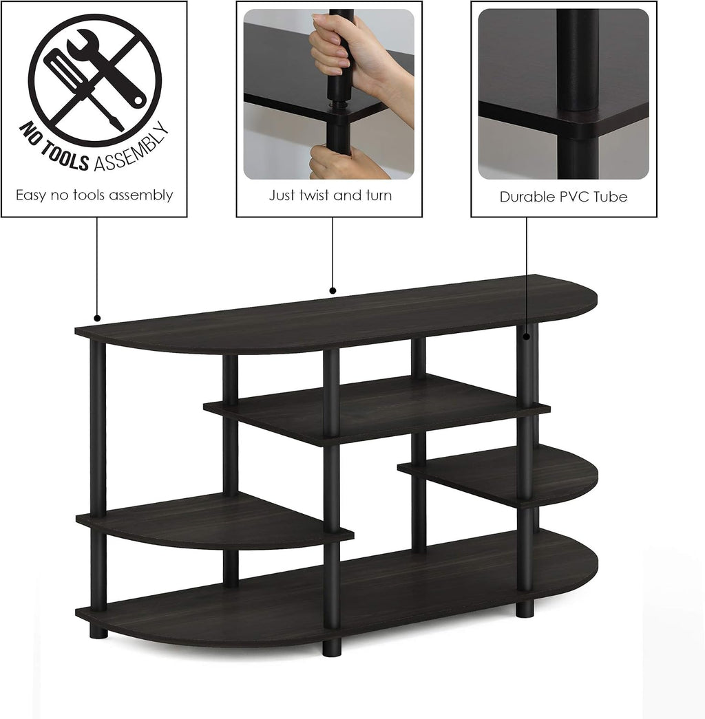 JAYA Simple Design Corner TV Stand, Espresso/Black
