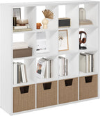 Cubicle 16-Cube Book Shelf, Extra Thick Frame Bookshelf, White