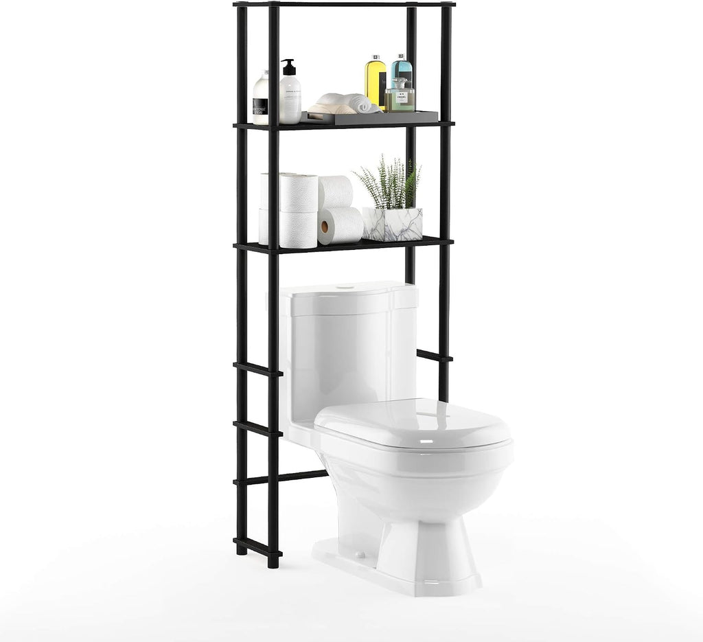 Turn-N-Tube Over The Toilet Storage, 5 Shelves Bathroom Organizer Space Saver Rack, Espresso/Black