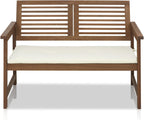 TIOMAN Outdoor Bench, Garden Bench with Back, for Patio, Garden, Porch, 22 x 42 x 32, Natural