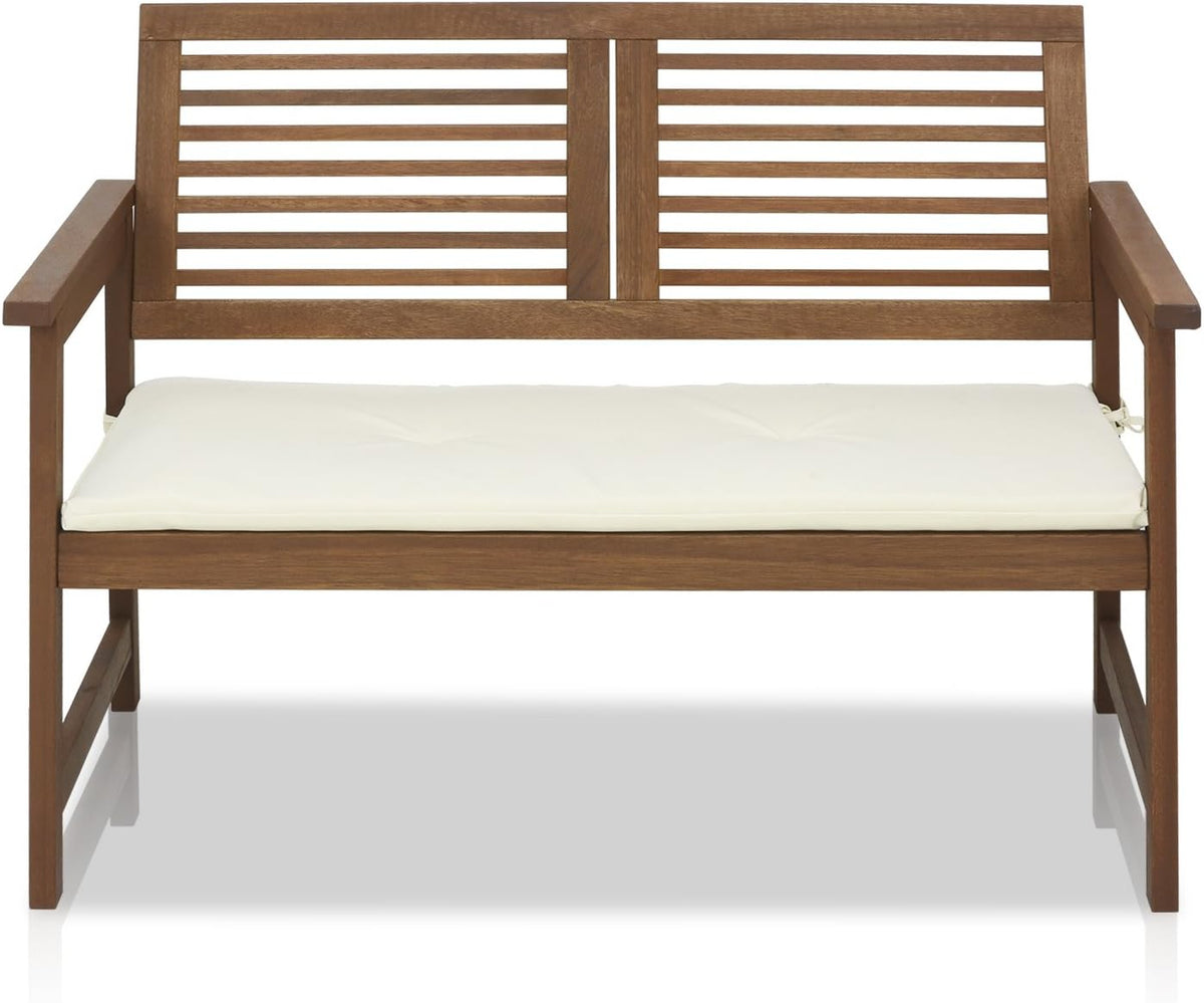 TIOMAN Outdoor Bench, Garden Bench with Back, for Patio, Garden, Porch, 22 x 42 x 32, Natural