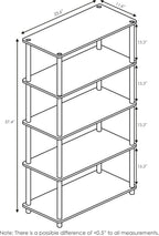 Wire Book Shelf, 5-Tier Industrial Style Metal Frame Bookcase, Display Shelf, 24 Wide, Walnut Cove
