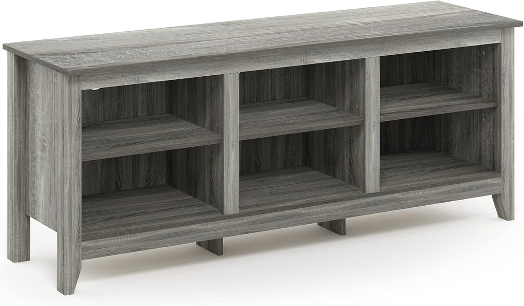 Jensen TV Stand, TV Entertainment Center with 6 Cube Shelves, TV Console, for TV up to 60 Inch, for Living Room, Bedroom, Grey Oak