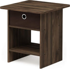 Dario End Table / Side Table / Night Stand / Bedside Table with Bin Drawer, 1-Pack, Columbia Walnut/Dark Brown