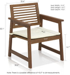 Patio Chair, Set of Two, Teak Outdoor Lawn Chair, Armchair with Cushion, for Patio, Garden, Porch, Natural
