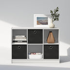 Cubic Closet Organizers and Storage, 6-Cube Closet Organizer with Bins, Open Shelf Storage, for Wardrobe, Bedroom, Living Room, White