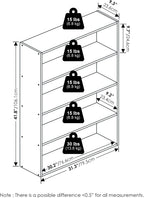 PASIR Book Shelf, 4-Tier Bookshelf with Open Storage Shelf, Standing Bookcase, 9.3 x 31.3 x 41.8, Easy Assembly, for Home Office, Bedroom, Living Room, Amber Pine