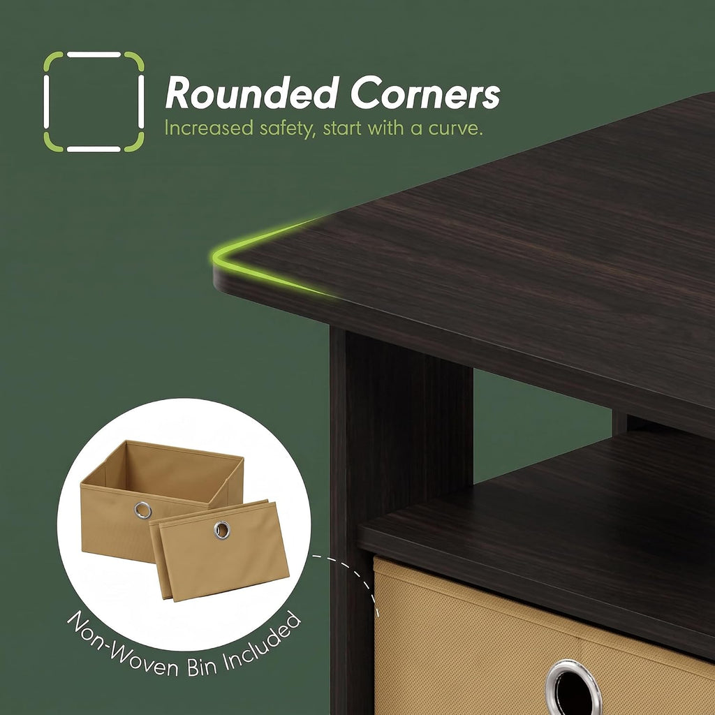 ANDREY Coffee Table, Small Modern Coffee Table with Storage and Bin Drawer, Side Table for Living Room, Bedroom, Home Office, Espresso