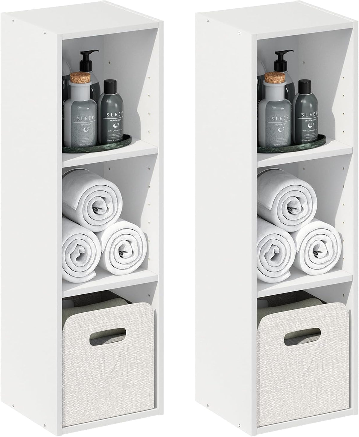 Reed Set of 2 3-Tier Narrow Closet Organizer, White