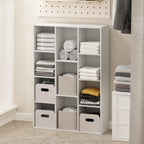 Reed Closet Organizers and Storage, 11-Cube Closet Organizer, Open Shelf Closet Storage, for Wardrobe, Bedroom, Living Room, White