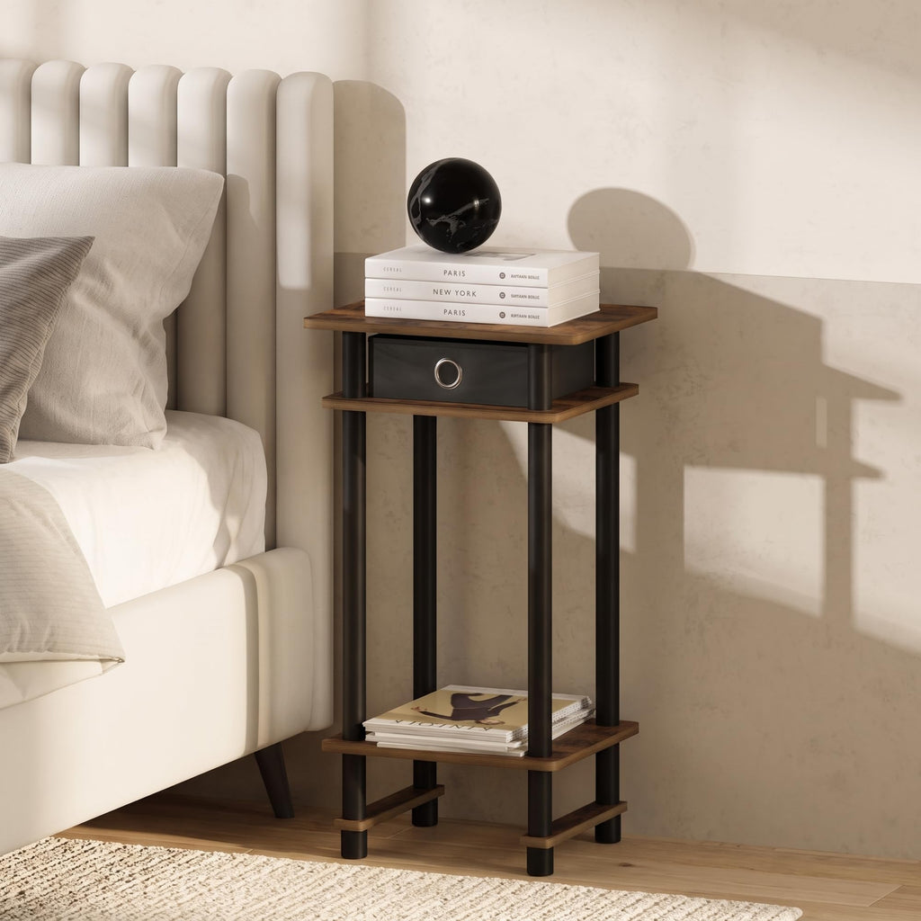 TURN-N-TUBE Toolless 3-Tier Night Stand, Nightstand, Espresso