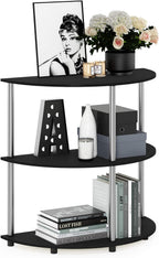 Frans Turn-N Half Round Console Table with Stainless Steel Tubes, Black Oak 15.6D x 31.1W x 30.8H in