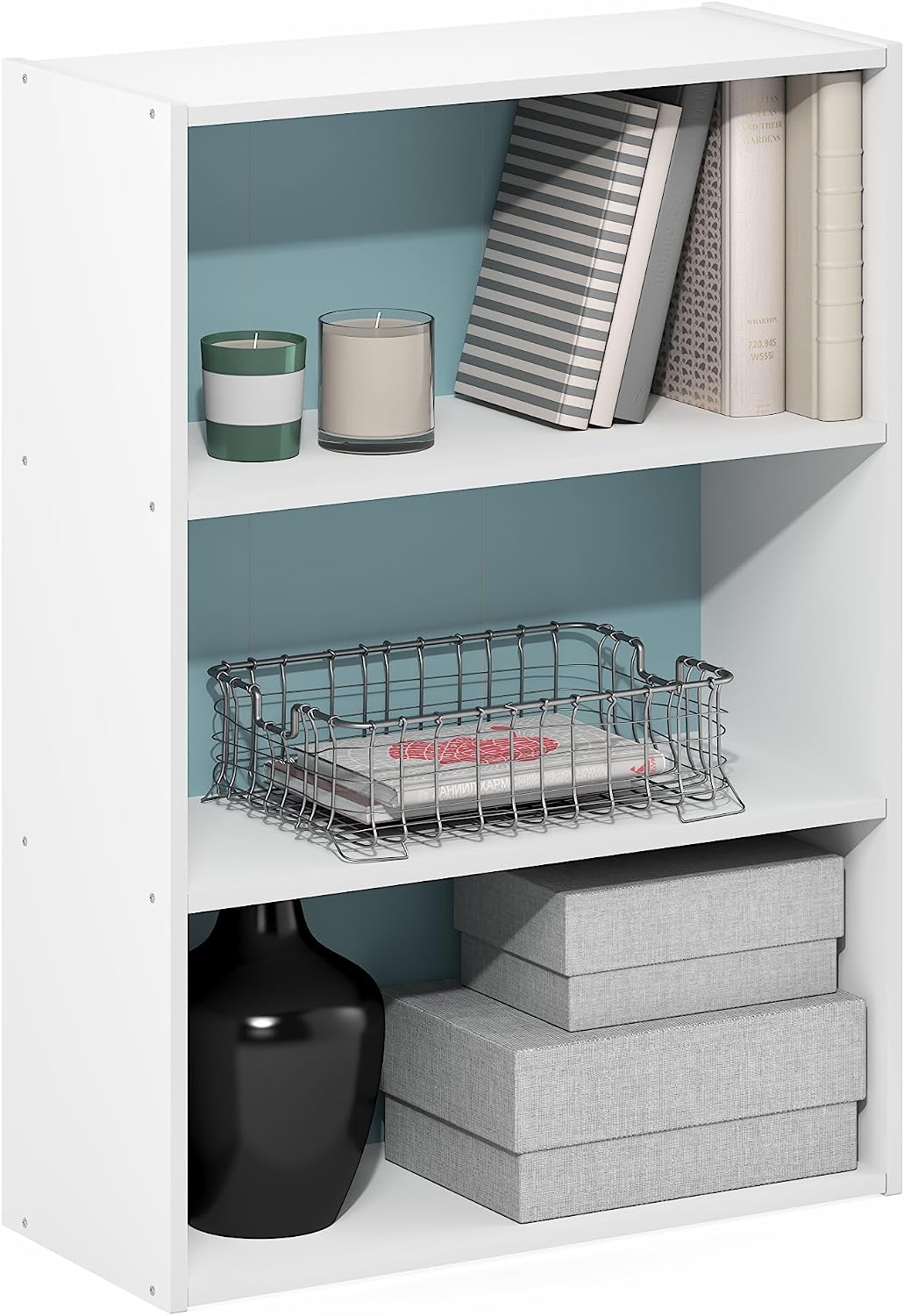 PASIR 3-Tier Book Shelf, White/Pastel Blue