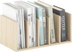 HERMITE Desk File Folder Organizers, 5-Space Vertical Desktop Office Organization Racks, Desk Top Display Book Shelf, for Paper, Office Supplies, Magazine, Bauhaus Oak