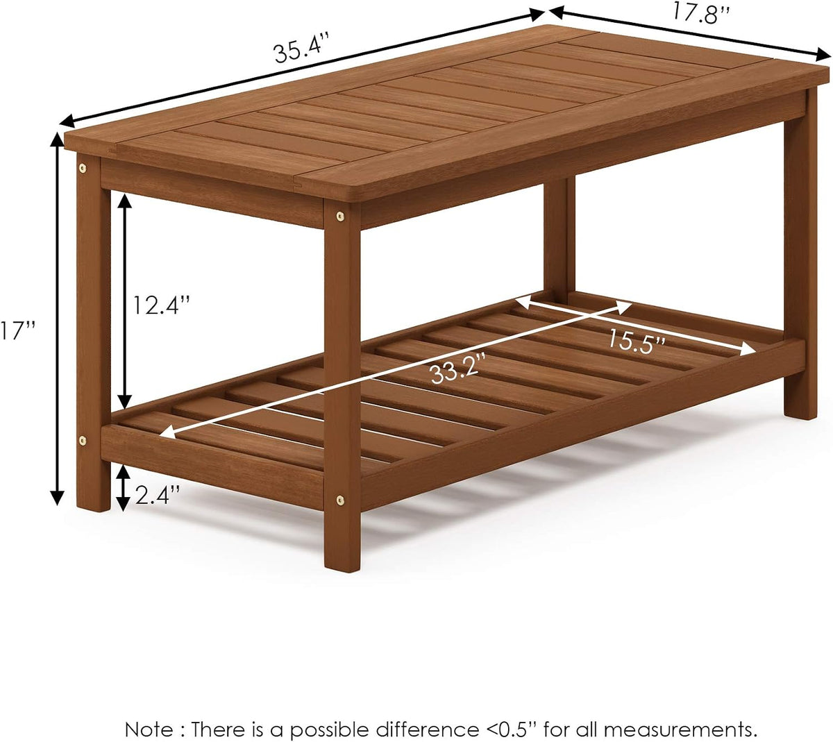 TIOMAN 2-Tier Outdoor Patio Table with Open Shelf, Natural