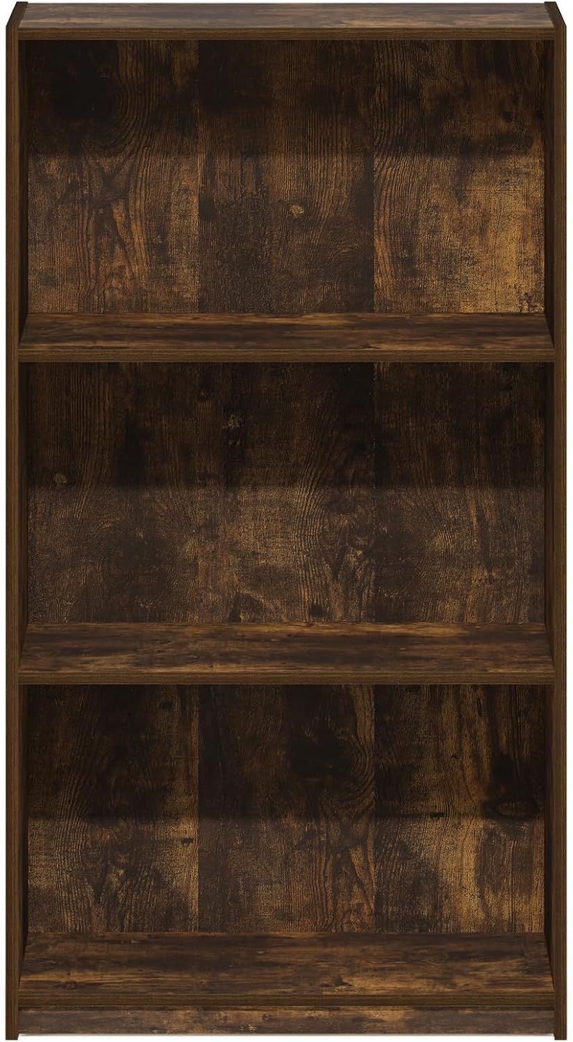Basic 3-Tier Book Shelf with Open Shelves, Amber Pine