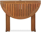 TIOMAN Outdoor Round Foldable Patio Table, Natural