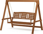 Hardwood A-Frame Porch Swing, 3-Seater, Natural