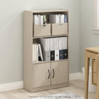 Gruen 3-Tier Open Shelf Bookcase with 2 Doors Storage Cabinet, Metropolitan Pine
