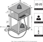 JUST 3-Tier Charging Station Night Stand, Bauhaus Oak